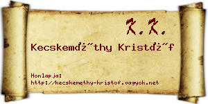 Kecskeméthy Kristóf névjegykártya